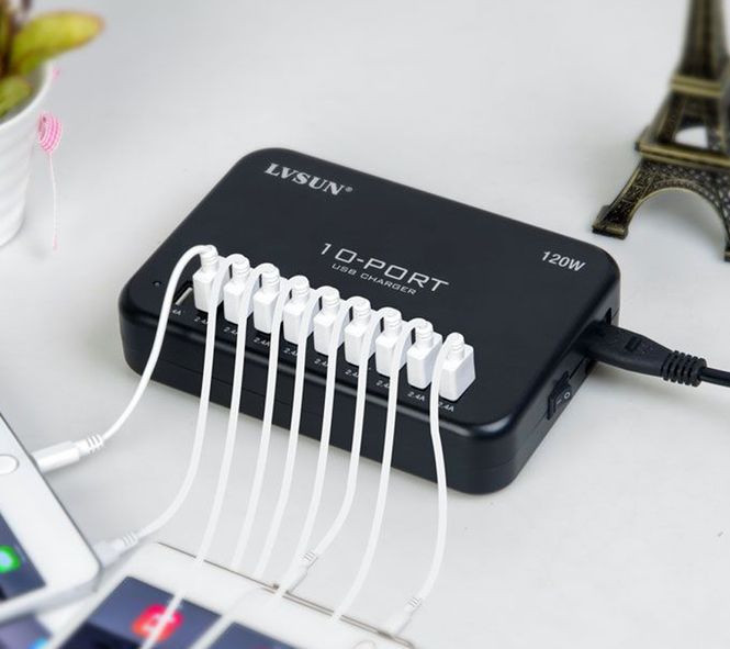 Hovedbilde 10 Port USB Lader 120w 