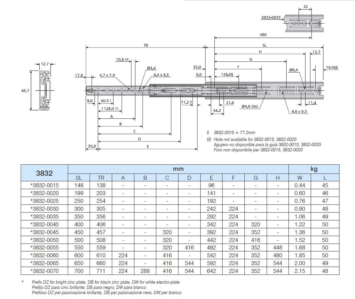 Accuride DZ3832B Glideskinner 400 mm